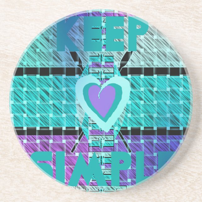 Behålla: Cyan Heart & Clarity Mönster Art Underlägg Sandsten (Framsidan)
