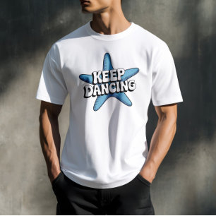 Behålla Danskning Retro Blue Starfish Ocean Design T Shirt