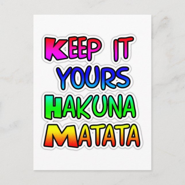 Behålla Det är din Hakuna Matata Art-utskrift Vykort (Framsida)