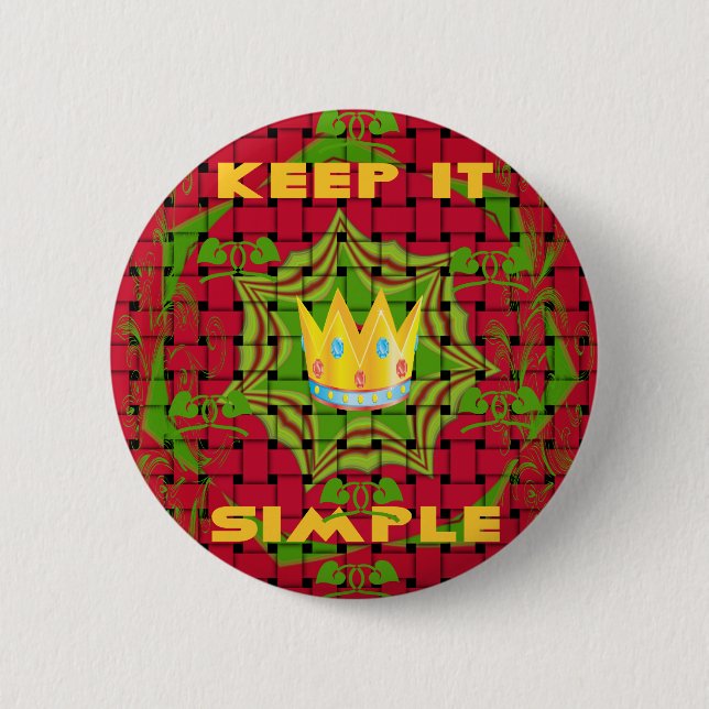 Behålla Det är enkelt: Blommigten Bold Golden Red  Knapp (Framsida)