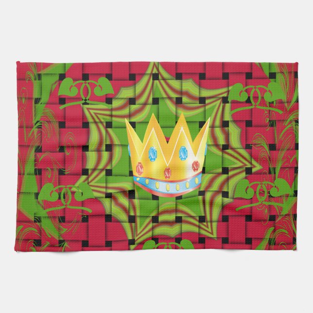 Behålla Det är enkelt: Blommigten Bold Golden Red  Kökshandduk (Horisontell)