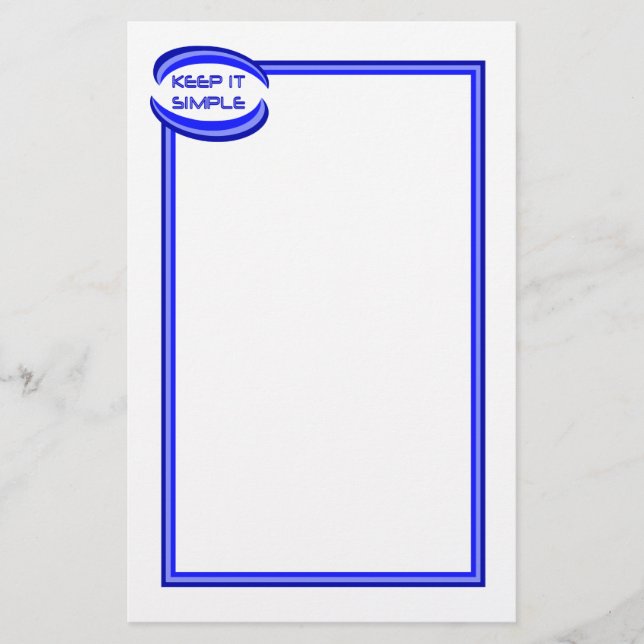 Behålla det enkel Recovery Slogan-citat i blått Brevpapper (Framsida)