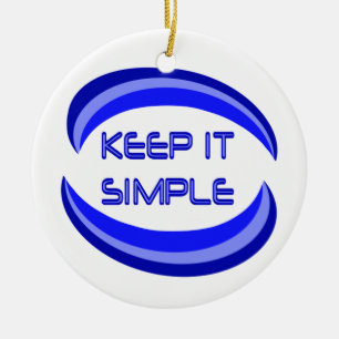 Behålla det enkel Recovery Slogan-citat i blått Julgransprydnad Keramik