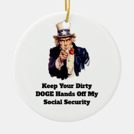 Behålla din Dirty DOGE Händer av min Social-säkerh Julgransprydnad Keramik