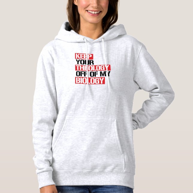 Behålla din teologi utanför min biologi t shirt (Framsida)