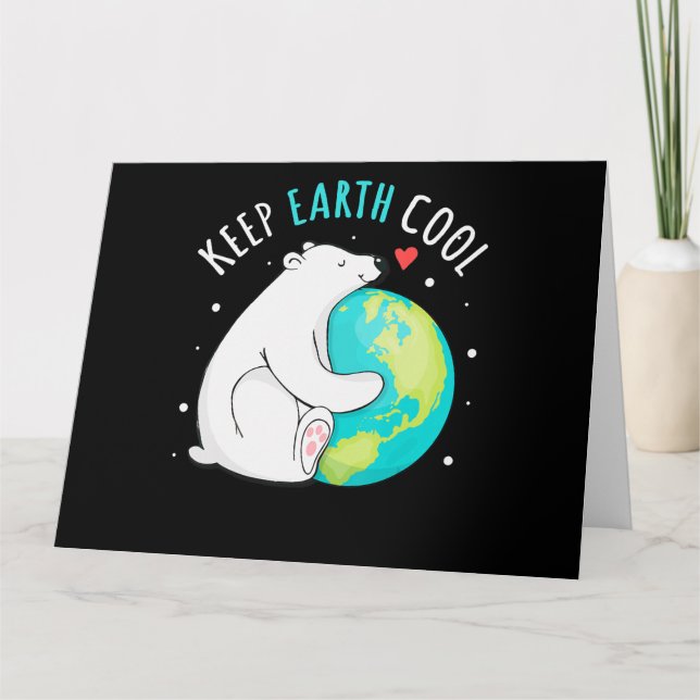 Behålla Earth Coola Polar Bear Earth Day Manar Kvi Kort (Framsida)