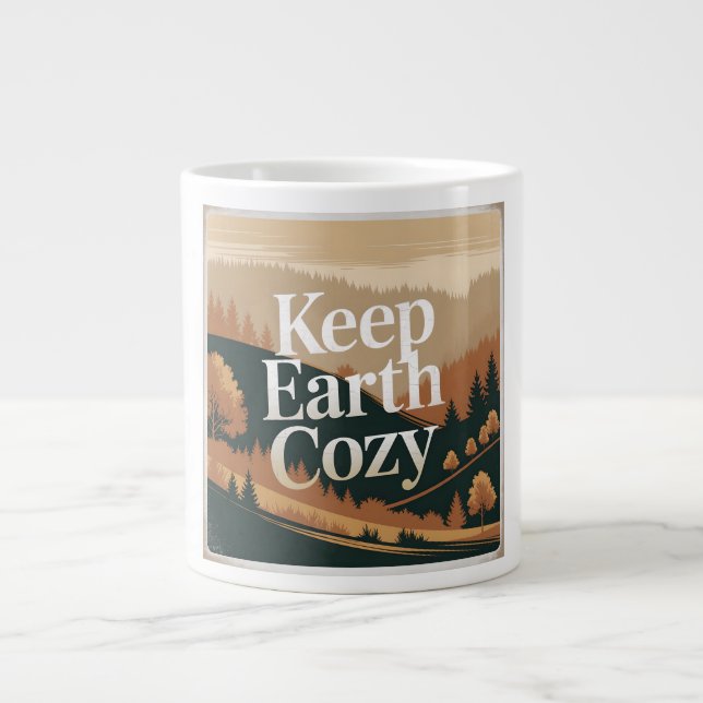 Behålla Earth Mysigt Retro Nature Äventyr Eco Art Jumbo Mugg (Framsidan)