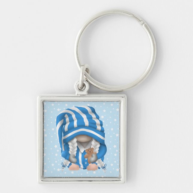 Behålla eller design din egen nyckelkedja fyrkantig silverfärgad nyckelring (Framsidan)