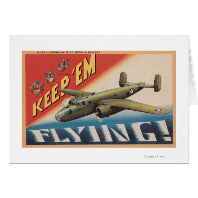 Behålla "Em Flies/B-25 Medium Bomber (flygplan) Hälsningskort (Framsidan Horizontal)