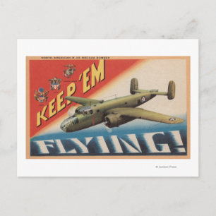 Behålla "Em Flies/B-25 Medium Bomber (flygplan) Vykort