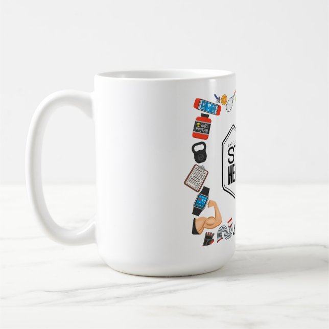 behålla en sund motivationsdesign kaffemugg (Vänster)