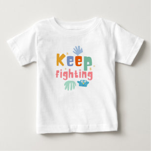 Behålla Fighting Print Typography White Kids T Shirt