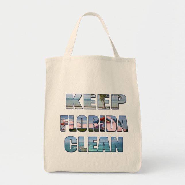 Behålla Florida Clean Tropical Beach Bag Tygkasse (Framsidan)