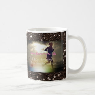 Behålla Flytta Brown Faux Glitter Kaffemugg