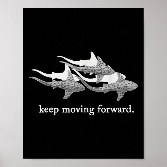 Behålla Flytta Forward Motivering Shark Poster (Framsidan)