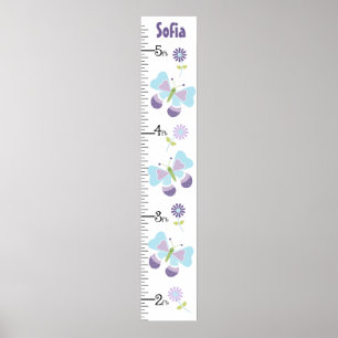 Behålla för Butterfly and Flowers Growth Chart vid Poster