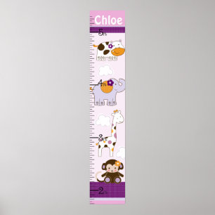 Behålla för lila Girl Girl Animals Growth Chart vi Poster