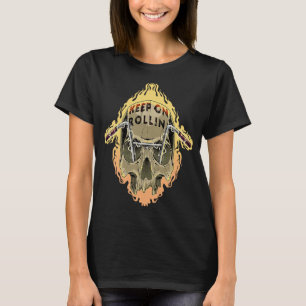 Behålla för motorcykel med rullbana i Vintage Skul T Shirt