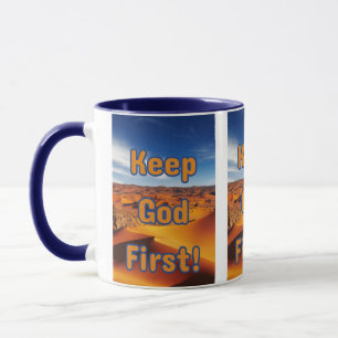 Behålla Gud First Faith-Based Pic Two-Tone Mugg