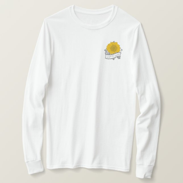 Behålla hennes vild solrosfrocket lång sleeve t shirt (Design framsida)