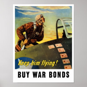 Behålla honom flyga! Köp Krig-obligationer Poster