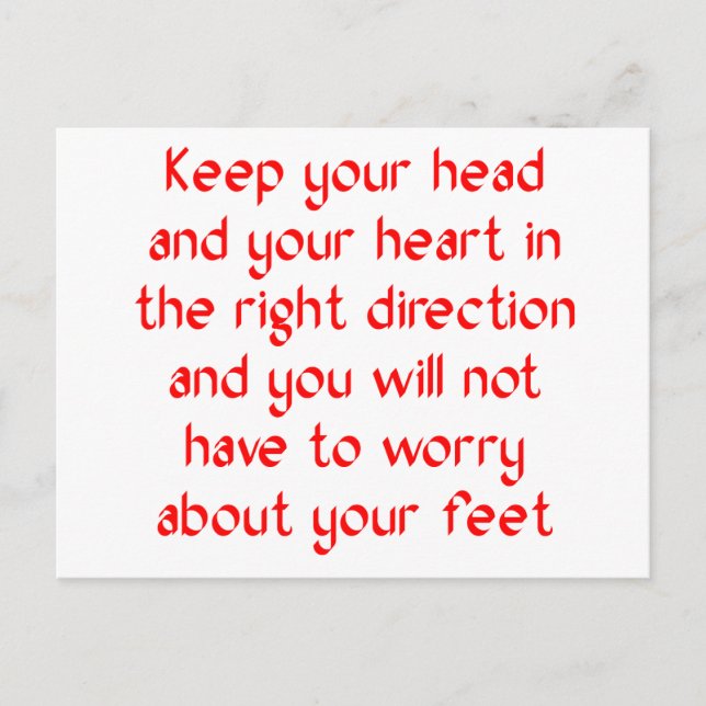 Behålla huvudet och hjärtat i högerna vykort (Framsida)
