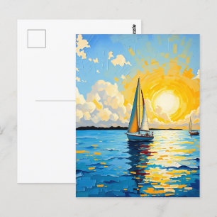Behålla i Touch Segelbåt vid Sunset Vykort