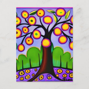 Behålla i Touch Whimsical Folk Art Träd Vykort