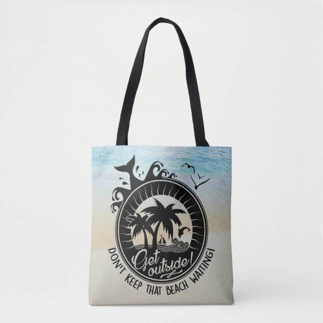 Behålla inte att Beach Waiting Funny Typography Pu Tygkasse (Framsida)