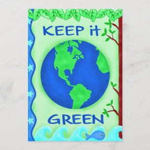 Behålla IT Grönt Spara Earth Environment Art Inbjudningar