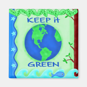 Behålla IT Grönt Spara Earth Environment Art Magnet