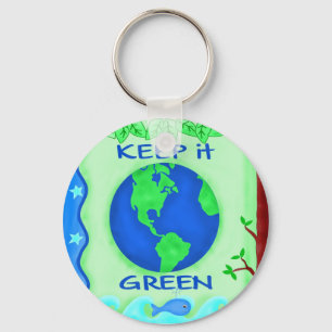 Behålla IT Grönt Spara Earth Environment Art Nyckelring