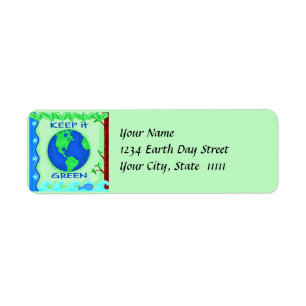 Behålla IT Grönt Spara Earth Environment Art Returadress Etikett