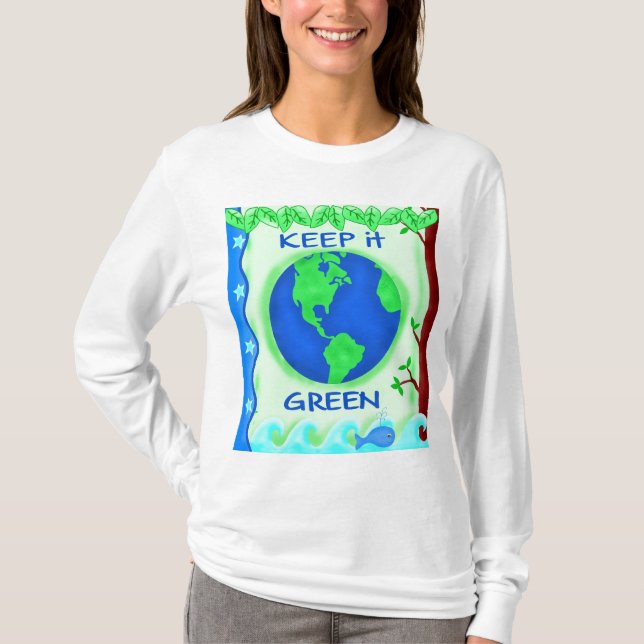 Behålla IT Grönt Spara Earth Environment Art T-shirt (Framsida)