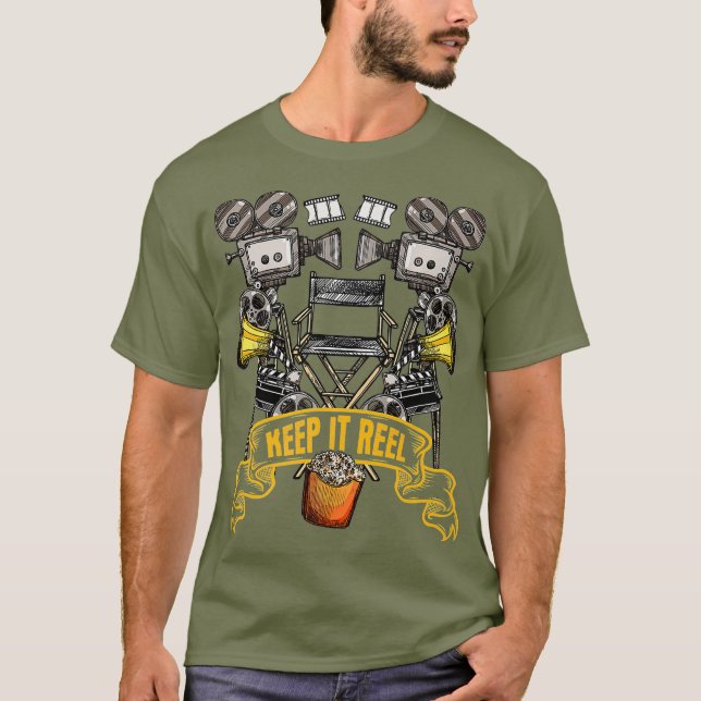 Behålla IT Reel Funny Pun Gift för filmmakare och T Shirt (Framsida)