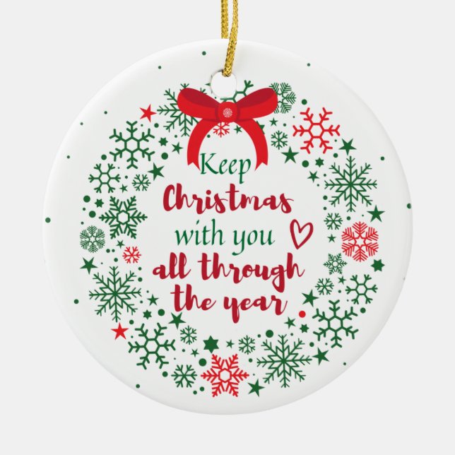 Behålla jul med ditt prydnadsföremål julgransprydnad keramik (Framsidan)
