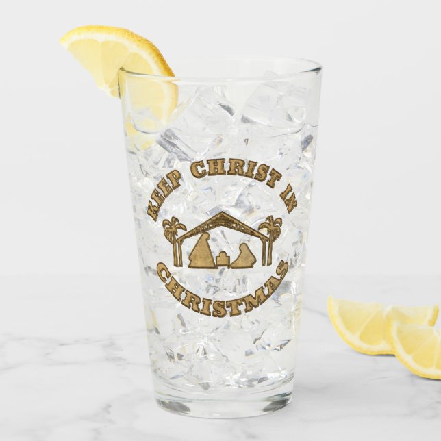 Behålla Kristus i jultomhet 16 oz glas (Framsida Ice)