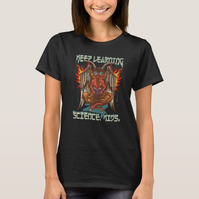 Behålla Learning Science Kids Occult Baphomet Goat T Shirt (Framsida)