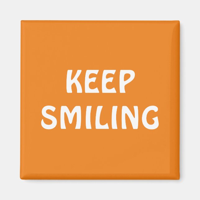 Behålla, leende, orange vit magnet (Framsidan)