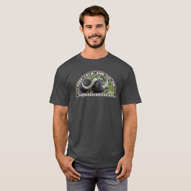 Behålla Lugn African Safari Buffalo Grass T Shirt (Hel framsida)