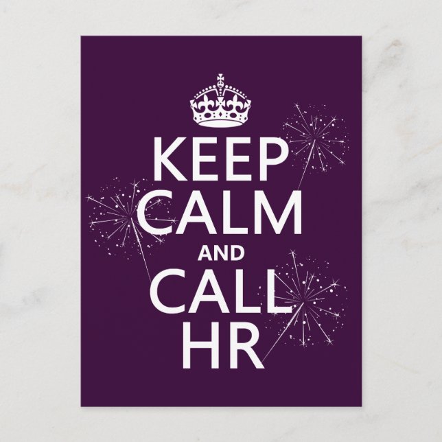 Behålla Lugn and Call HR (eventuellt färg) Vykort (Framsida)