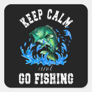 Behålla Lugn and Go Fishing, Fishing Pappa Fyrkantigt Klistermärke