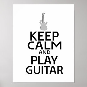 Behålla Lugn and Play Electric Guitar - Anpassning Poster