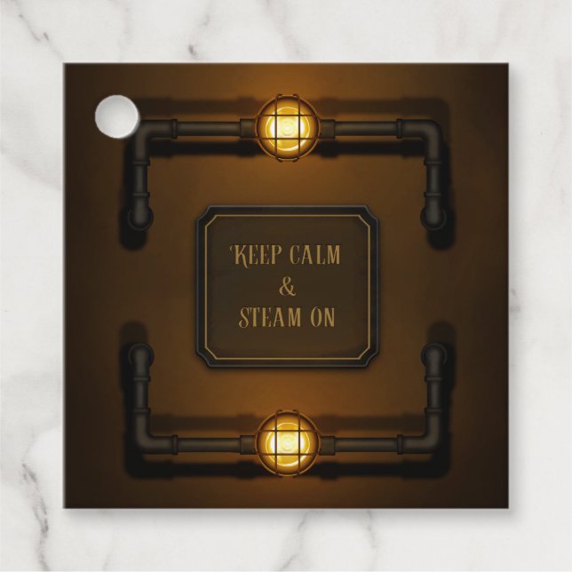 "Behålla Lugn & ånga på" Maskin Age Steampunk Gåvor Etiketter (Framsida)