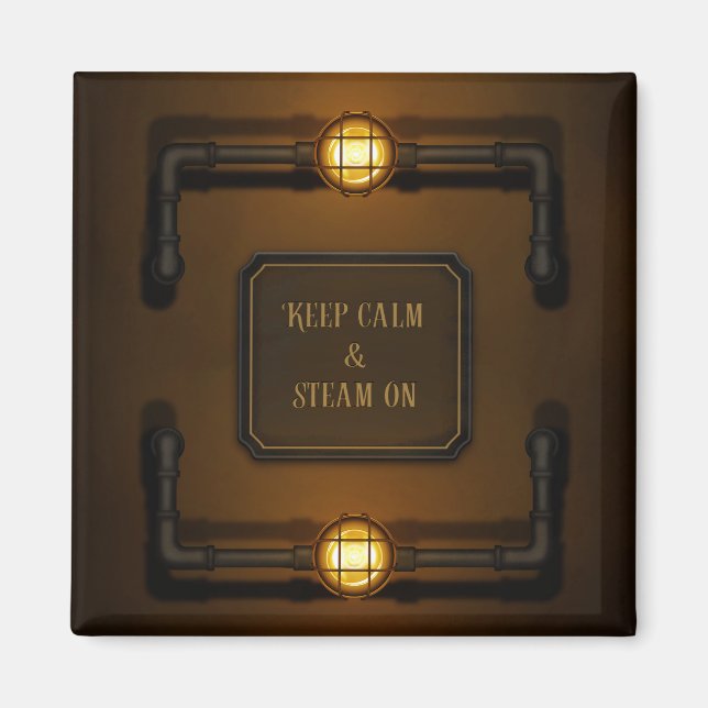 "Behålla Lugn & ånga på" Maskin Age Steampunk Magnet (Framsidan)