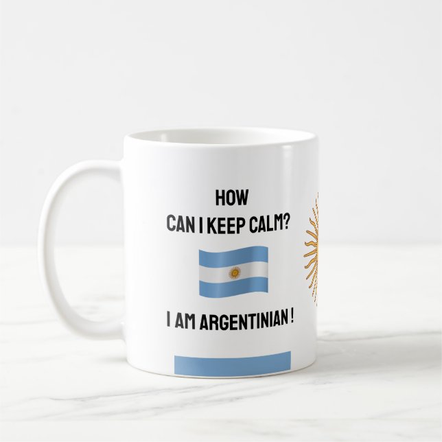 Behålla Lugn Argentina & Funny Text, Argentina Fla Kaffemugg (Vänster)