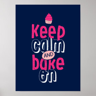 Behålla Lugn Bake On Cute Cupkaka Baker Poster