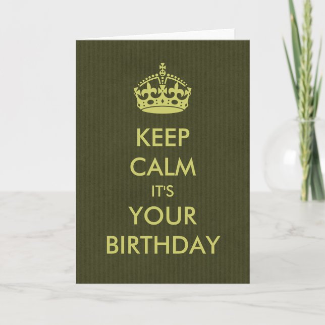 Behålla Lugn Birthday Card Deep Olive Kraft Papper Kort (Framsida)