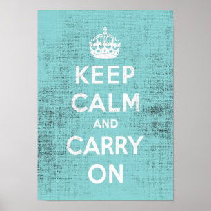 Behålla Lugn Blue Grunge Canvas Poster