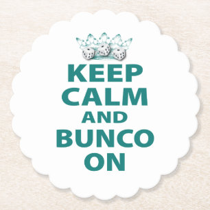Behålla Lugn Bunco on Retro Funny Dice Blue Underlägg Papper